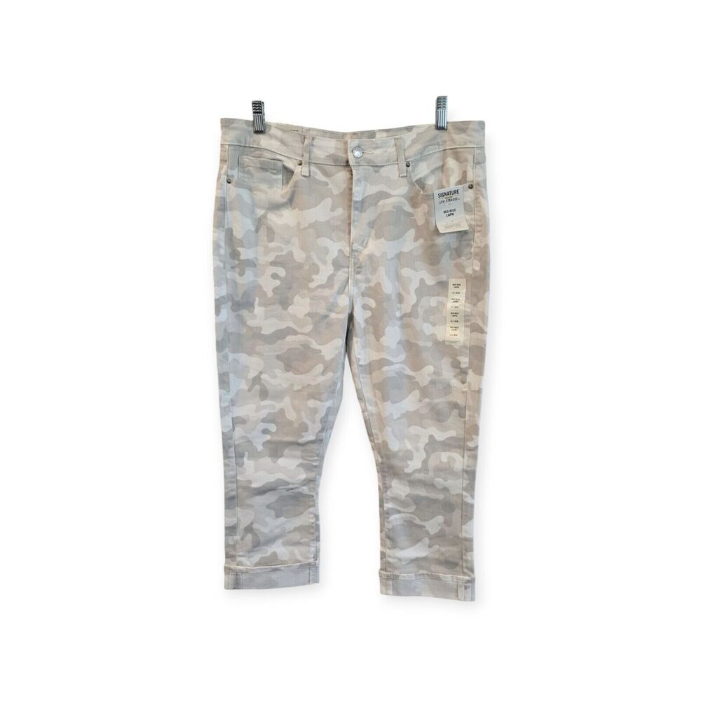Levi's Signature Gold Womens Size 14 White Camo Capri Jeans Mid-Rise